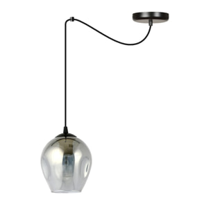 Lampada a sospensione LEVEL in acciaio nero e vetro grafite