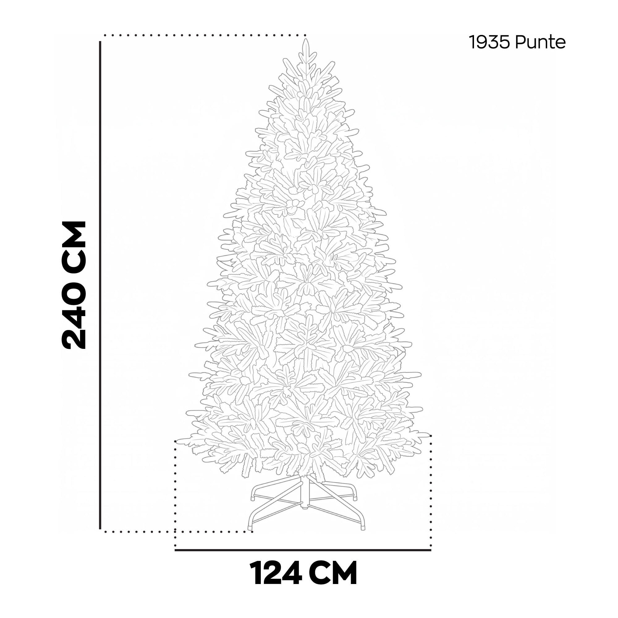Scintilla - Albero di Natale con 4400 luci LED in PE e PVC Ø124x240 cm 1935 Punte