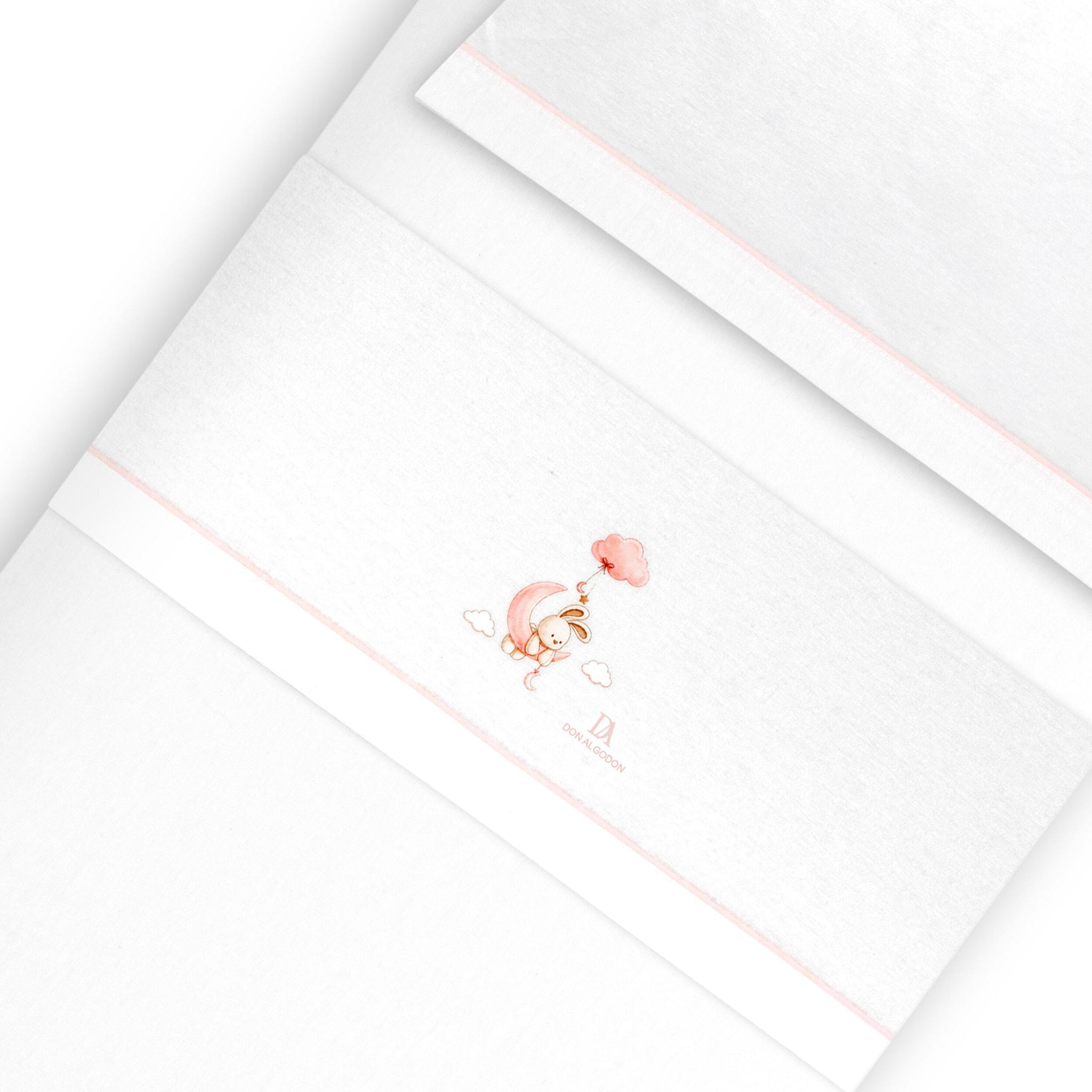 Triptico Minicuna Franela Don Algodon Conejo Nubes Bco/Rosa