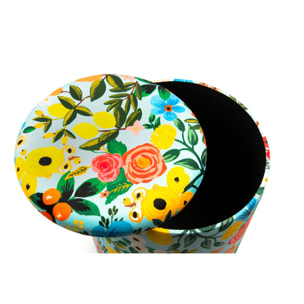 Pouf contenitore Excelsa Fiori Frida in velluto e legno 39x39x43 cm multicolore