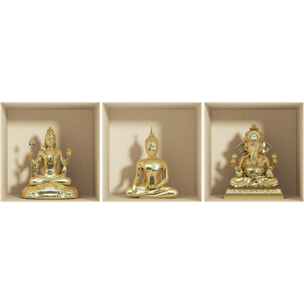 Stickers muraux 3D | Sticker Mural Autocollant effet 3D Statues Ganesh - Stickers adhésifs 3D Chambre Salon Trompe l'oeil