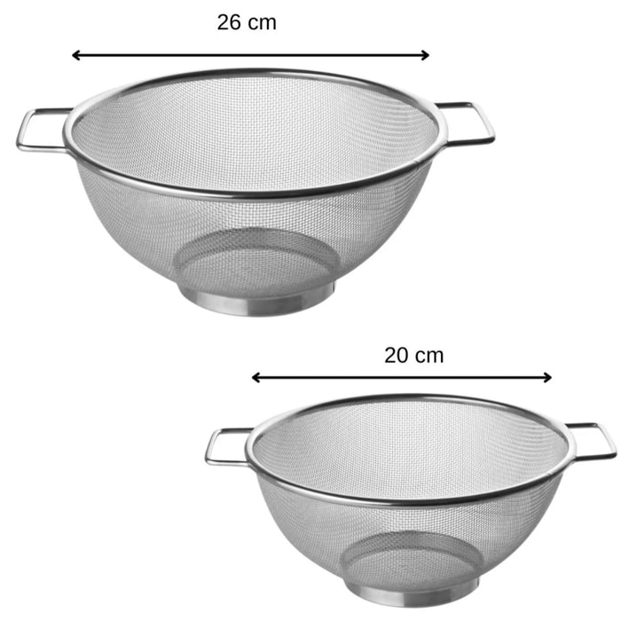 Set de 2 passoires inox 20 cm et 26 cm Fackelmann