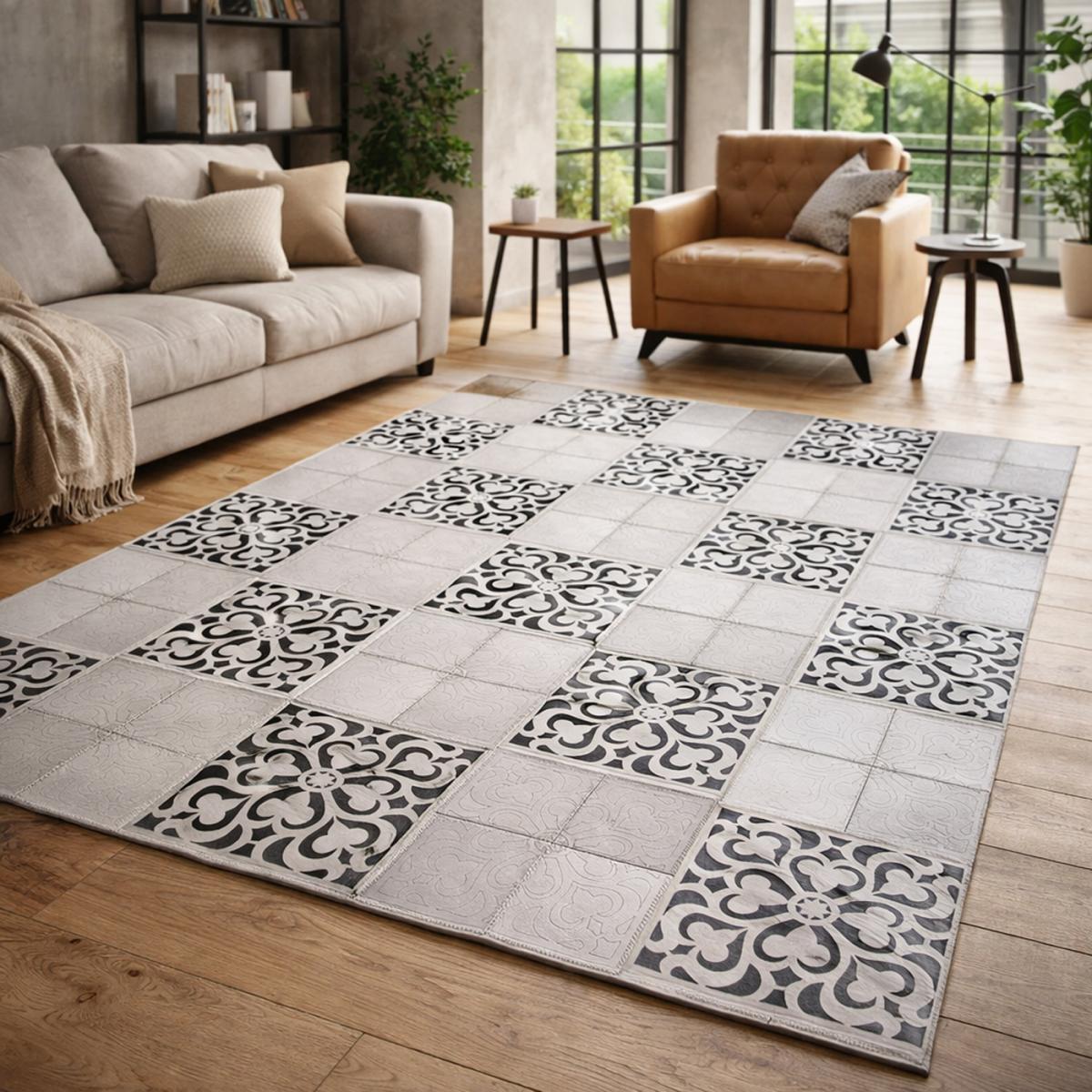 Tapis peau de vache kilim fait main DIGO