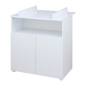 Chambre bébé duo: Lit 120x60 et commode à langer 2 portes blanc ultra.