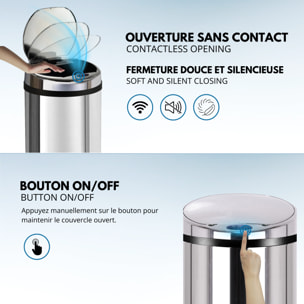 Poubelle automatique inox ARTIC argent 50L