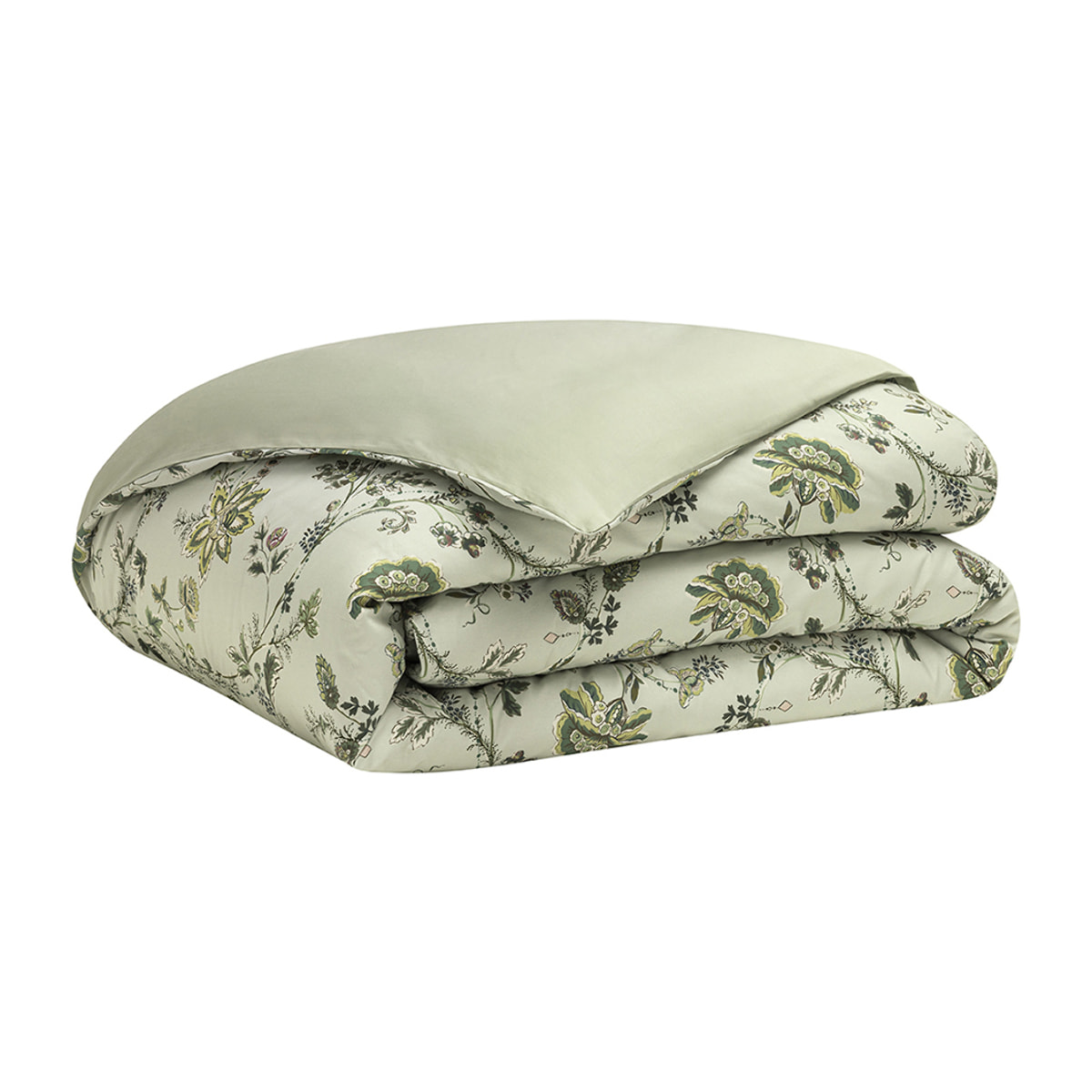 Housse de couette imprimée en satin de coton bio, MAUSSANE, Vert tilleul