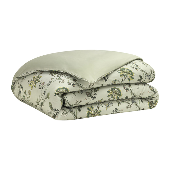Housse de couette imprimée en satin de coton bio, MAUSSANE, Vert tilleul