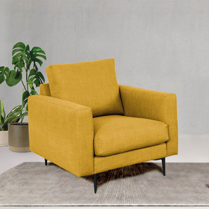 Fauteuil Caruso Tissu Jaune - 1 Place