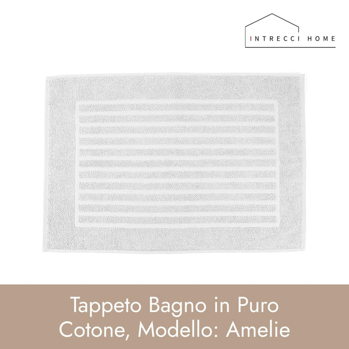 INTRECCI HOME Tappeto Bagno, in Puro Cotone 700 g, , Morbidezza Extra, Assorbenza Superiore, Elegante e Durevole