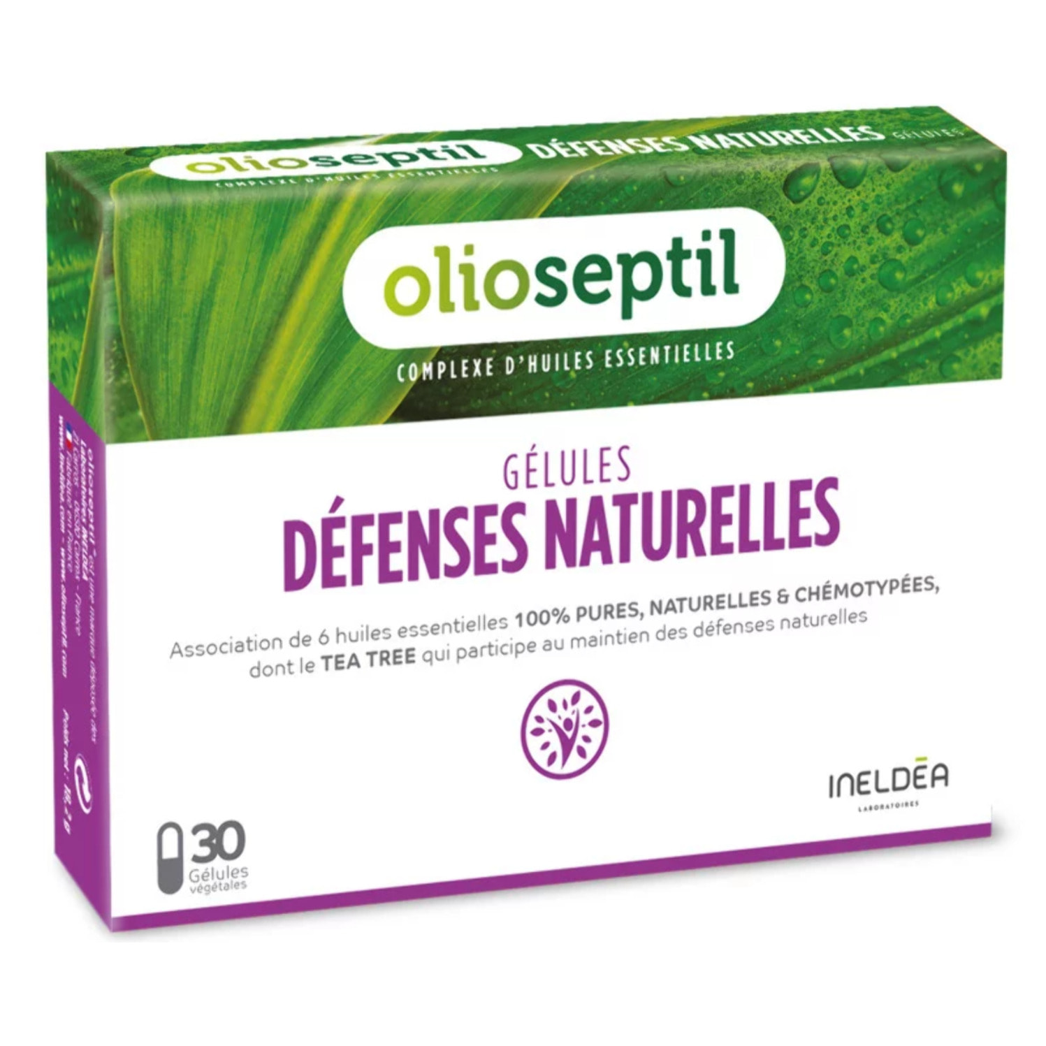 OLIOSEPTIL - Gélules Défenses Naturelles - Association de 6 Huiles Essentielles Pures et Chémotypées en Gélules Végétales L-Vcaps® - Dès 15 Ans - Stimule les Défense Naturelles - 30 Gélules