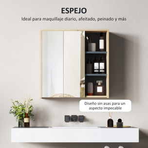 Armario de Baño con Espejo Armario con Espejo para Baño con Estantes Estilo Moderno 60x20x60 cm Madera Natural