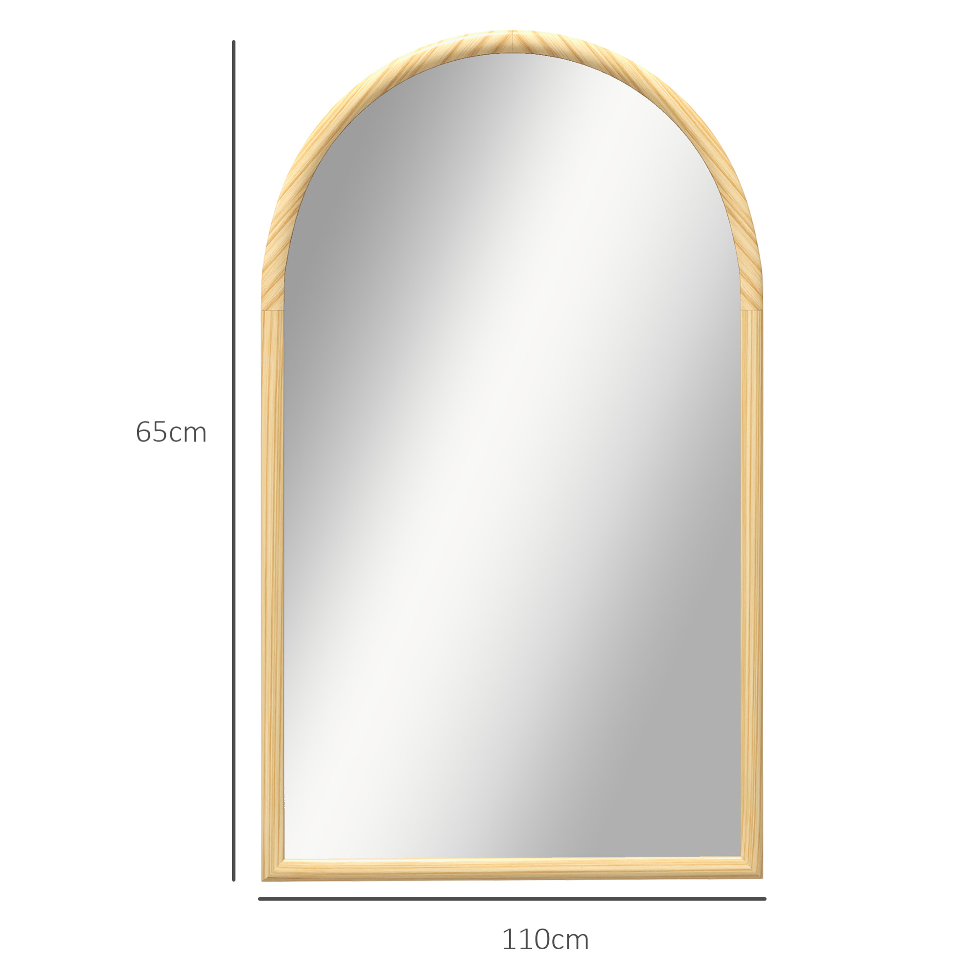 Miroir mural arche bois 110 x 65 cm clair naturel