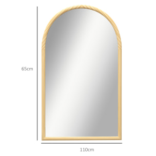 Miroir mural arche bois 110 x 65 cm clair naturel