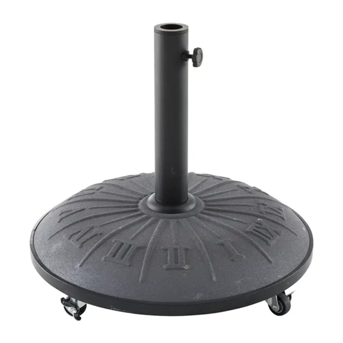 Pied de parasol rond dessin de cadran à roulettes Gris