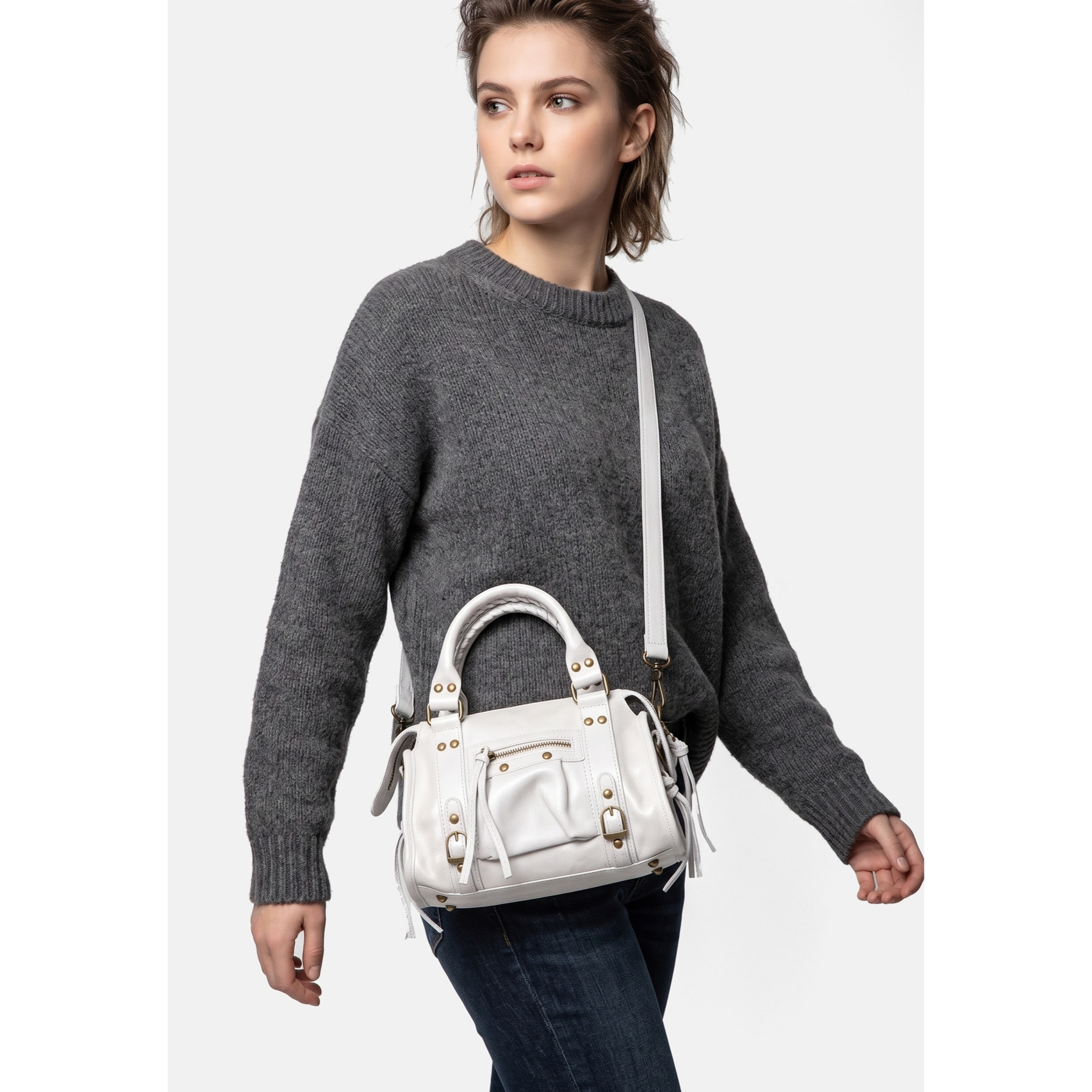 Borsa a spalla da donna - Modello Erisia - Vera pelle - 25.0 x 15.0 x 10.0 cm