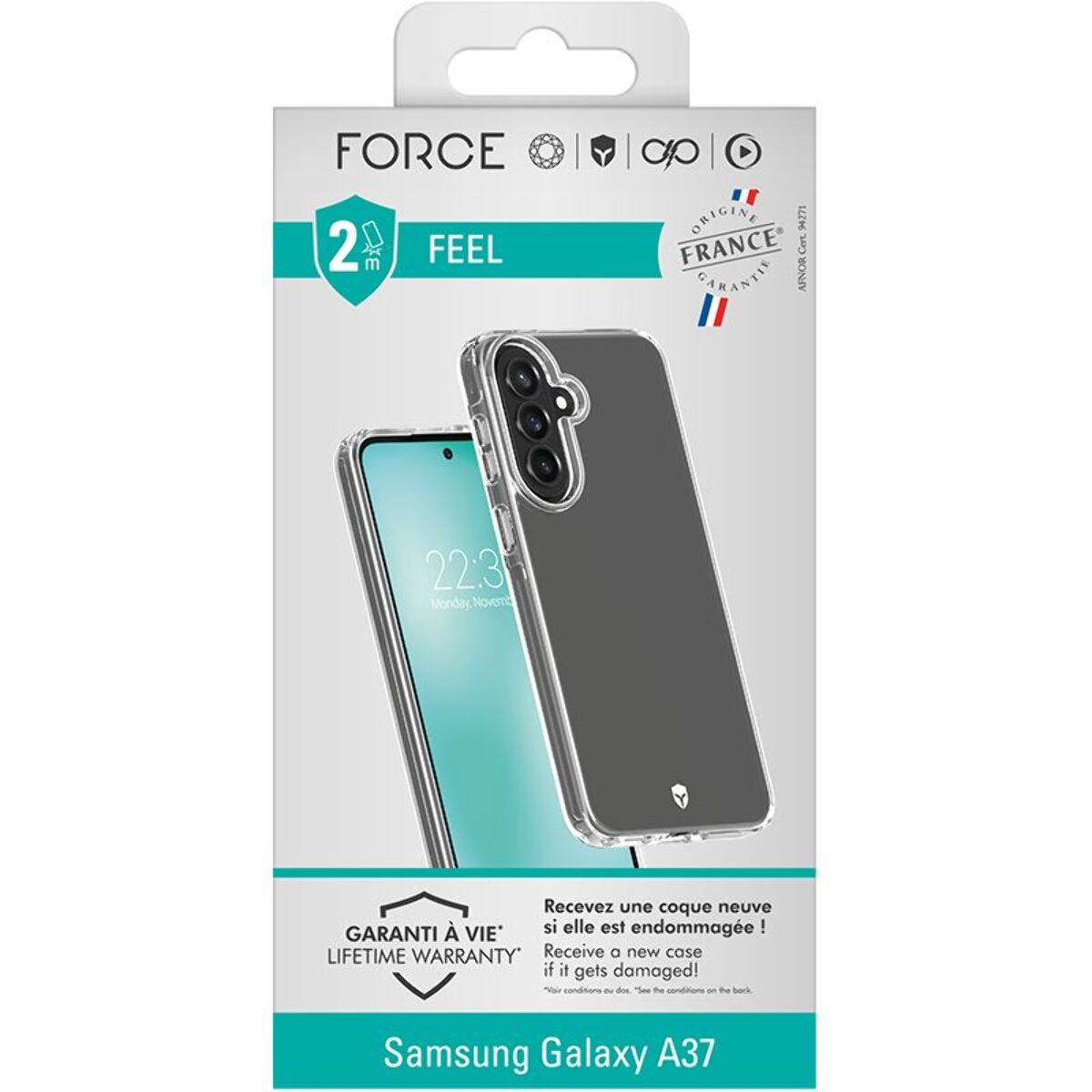 Coque FORCE CASE Feel Galaxy A37 transparent OFG recy 50p