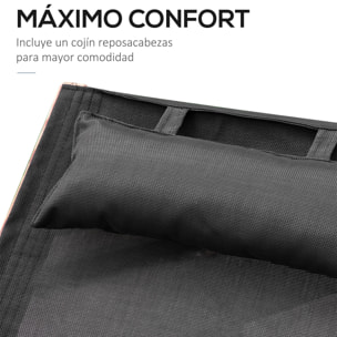 Tumbona tipo Hamaca para Jardín de Madera 165x72x86cm Negro