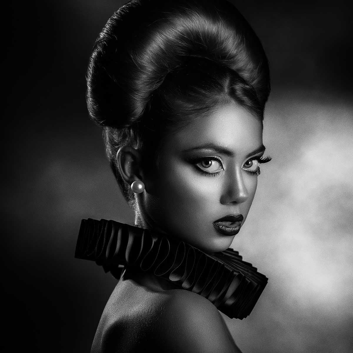 Tableau noir et blanc Lady Tableau alu Dibond