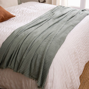 Jeté de lit "Widdy" coton 130x180cm vert céladon