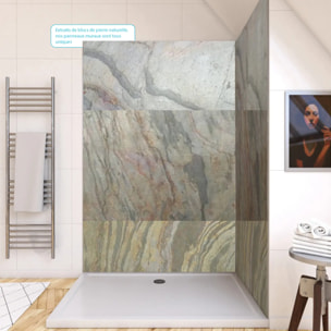 Pack de 2 Panneaux Muraux Pierre Wood Stone 90+120x210 cm avec Profilés ANODISE BRILLANT - STONE'IT