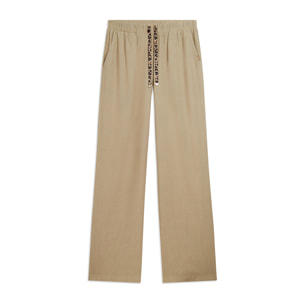 Pantaloni wide leg in tessuto crinkle fluido