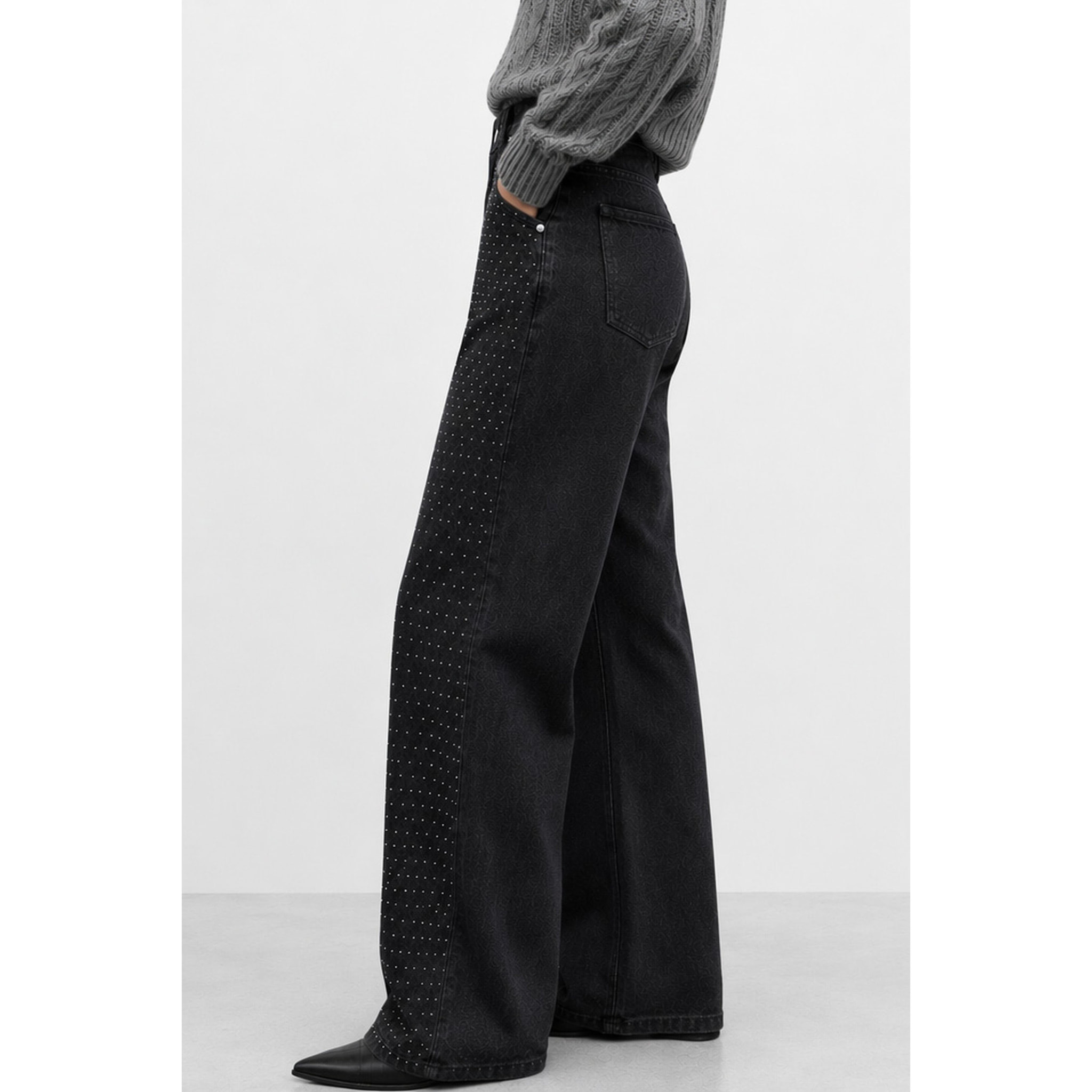 Kocca - Pantaloni in denim da donna a vita alta e gamba larga Donna