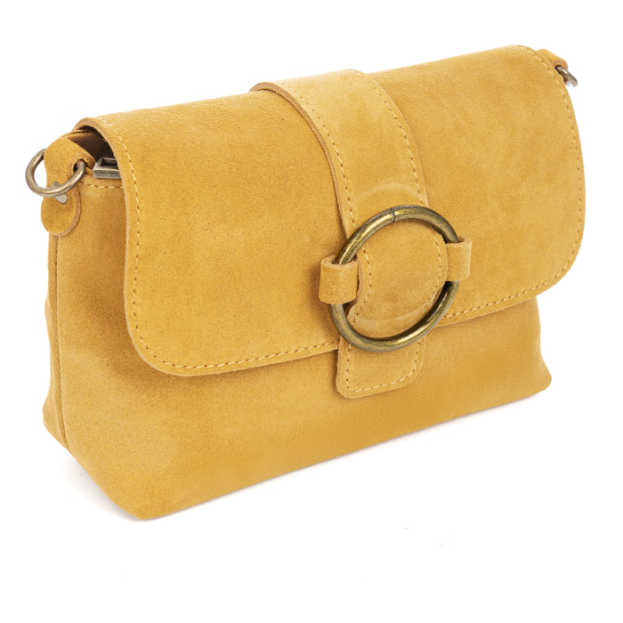 Bagnone bolso bandolera mujer. Piel auténtica Gamuza.