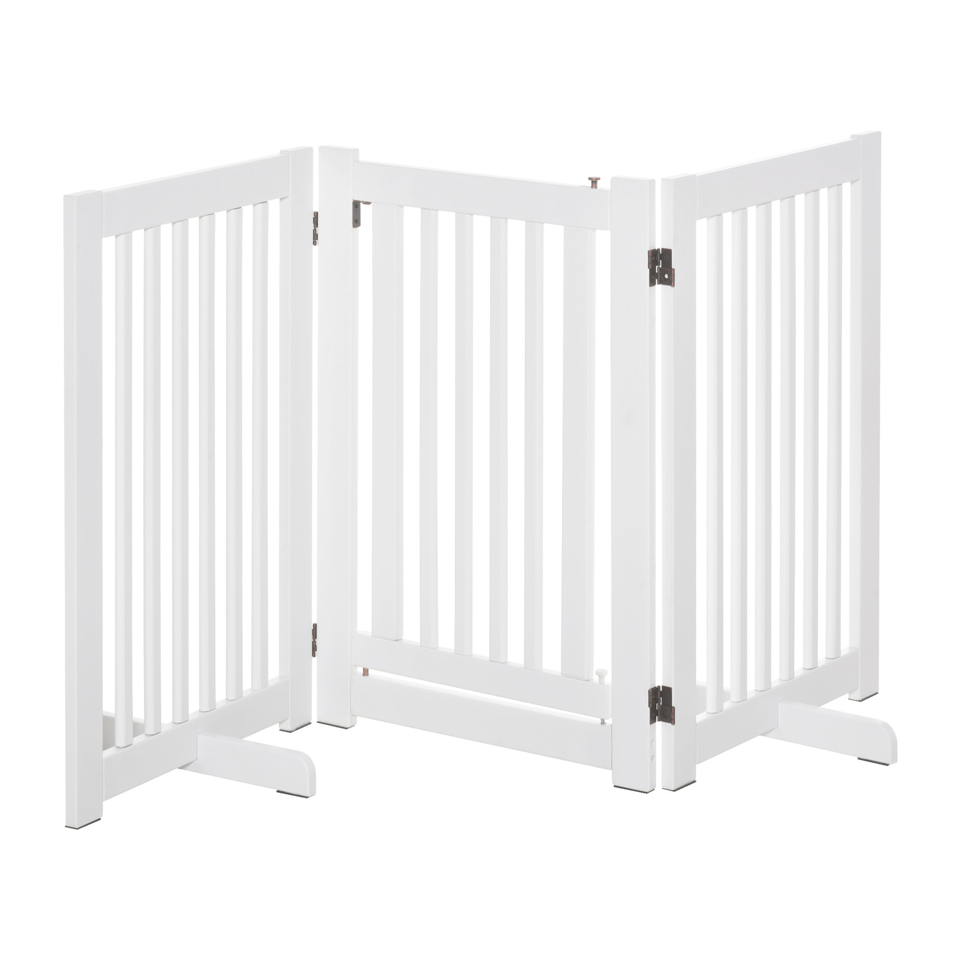 Barrière modulable pliable barrière de sécurité avec porte verrouillable intégrée dim. 155L x 35l x 76H cm MDF blanc