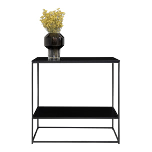 Consolle Vita a 2 ripiani in nero con struttura in acciaio, 80×36×80 cm