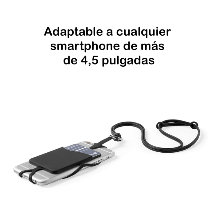 Lanyard in silicone Veltux per smartphone, con porta biglietti e moschettone.