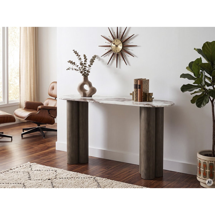 Console avec plateau en céramique "Zora" - 140 cm - Marron