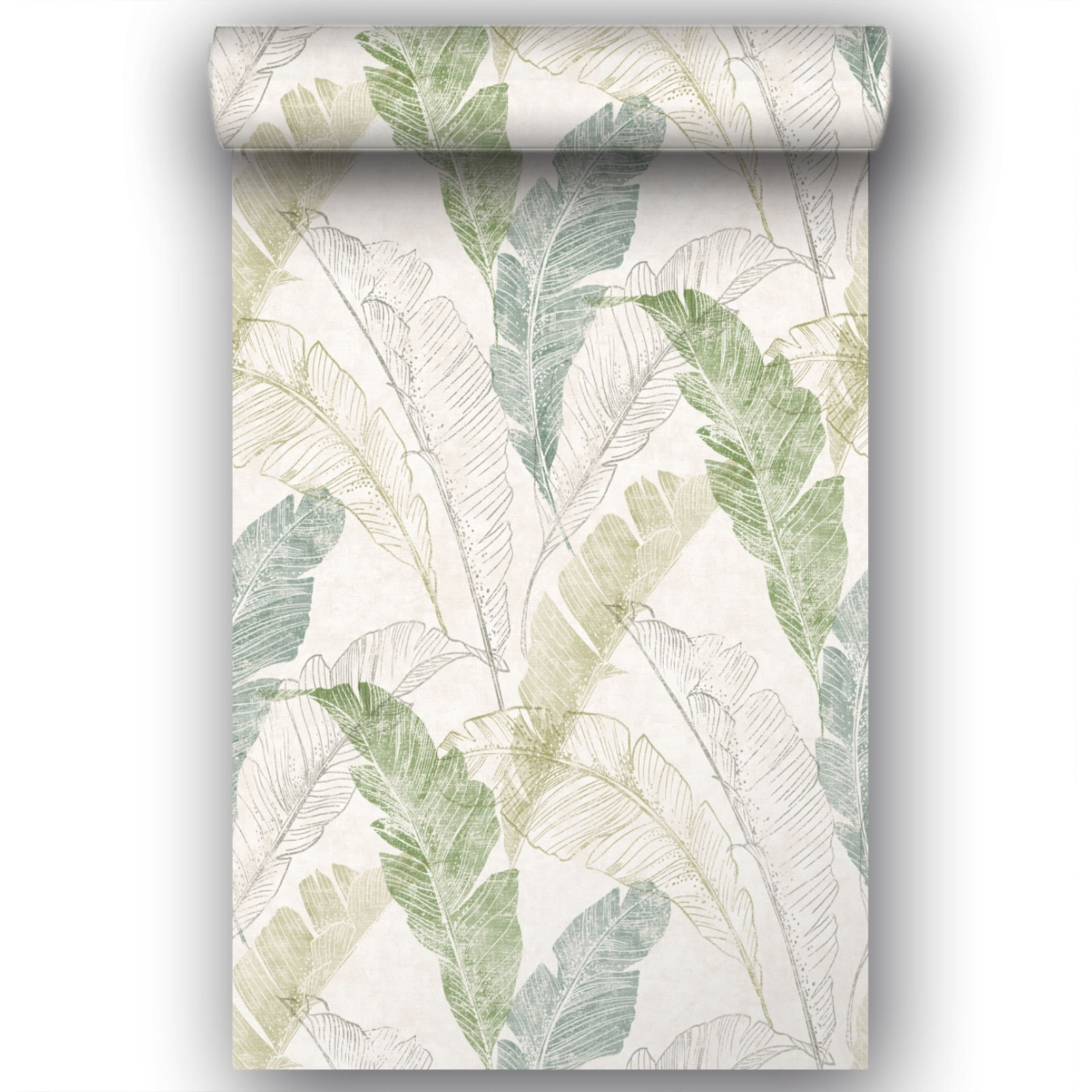 Papier peint rouleau feuilles tropicales Vert