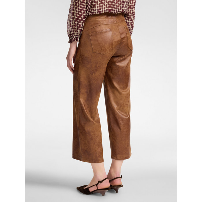 Elena Mirò - Pantalones de tela con efecto vintage - Marrón