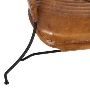 Fauteuil "Hoper" cuir marron cognac