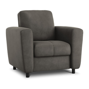 Fauteuil "Audra" en cuir véritable gris foncé