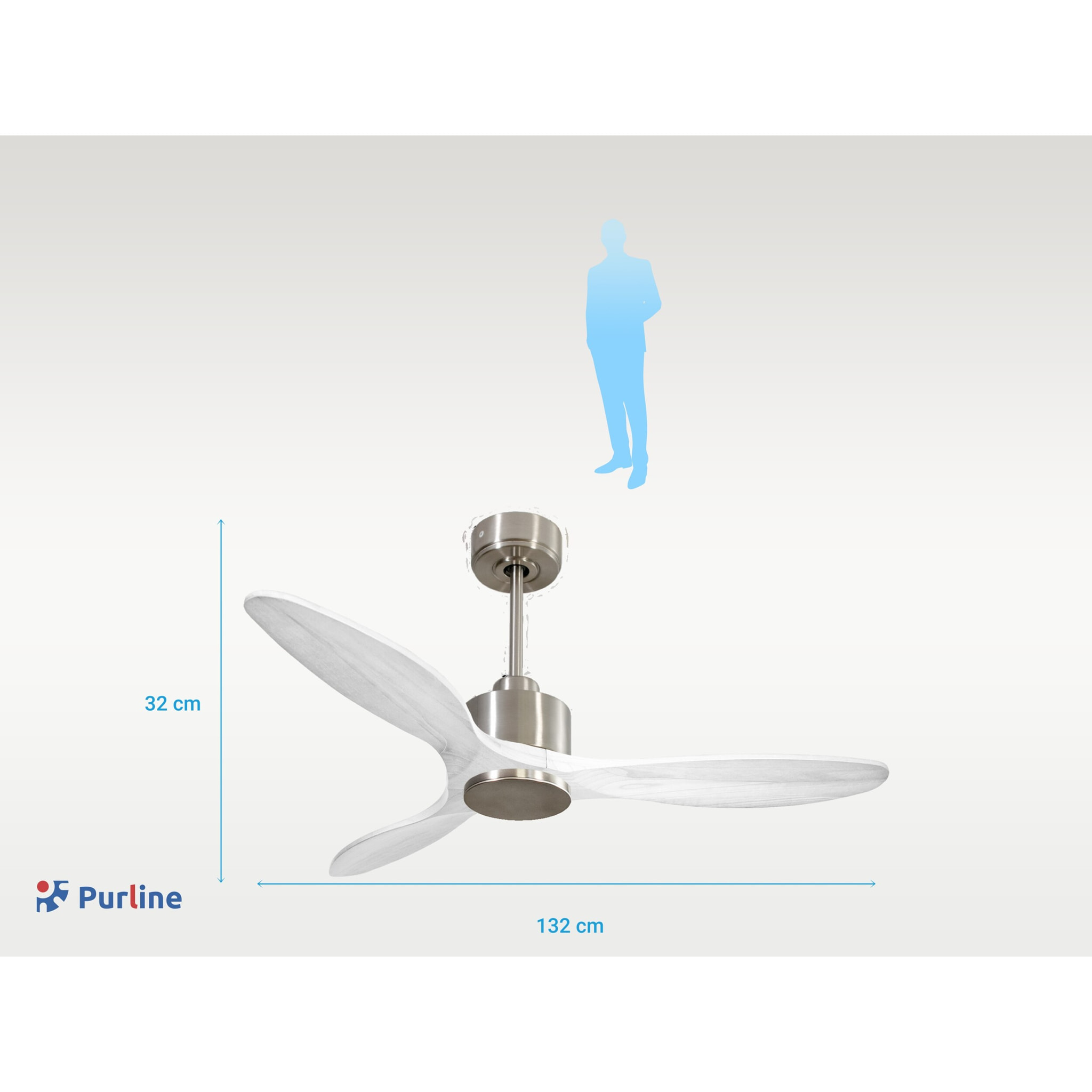 Ventilador de techo Reversible Termostato Wifi Motor DC Techos Inclinados Mando a Distancia Hypersilence Memoria SantoriniD132C0364986 PURLINE