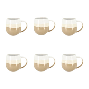 Lot de 6 mugs beiges en grès 44cl RIGA