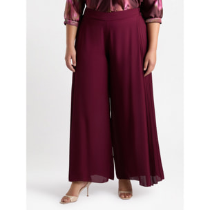 Fiorella Rubino - Pantaloni palazzo con plissé laterale - Bordeaux