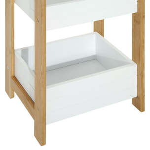 Estantería de Baño con 3 Estantes Bambú Cocina 27,5x20,8x74 cm Blanco y Natural