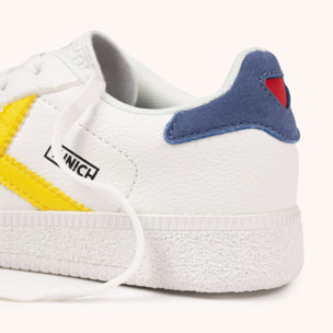Zapatillas Infantiles Blancas con Cordones y Detalles en Amarillo y Azul MUNICH MINI BARRU 16