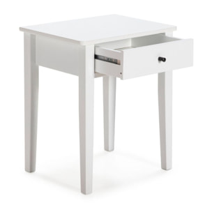 Mesita de noche de 1 cajón y patas en blanco 46x55 cm Vika Blanco