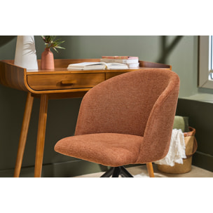 Chaise design pivotante 360° en tissu effet velours texturé terre brulée et métal noir VANITY
