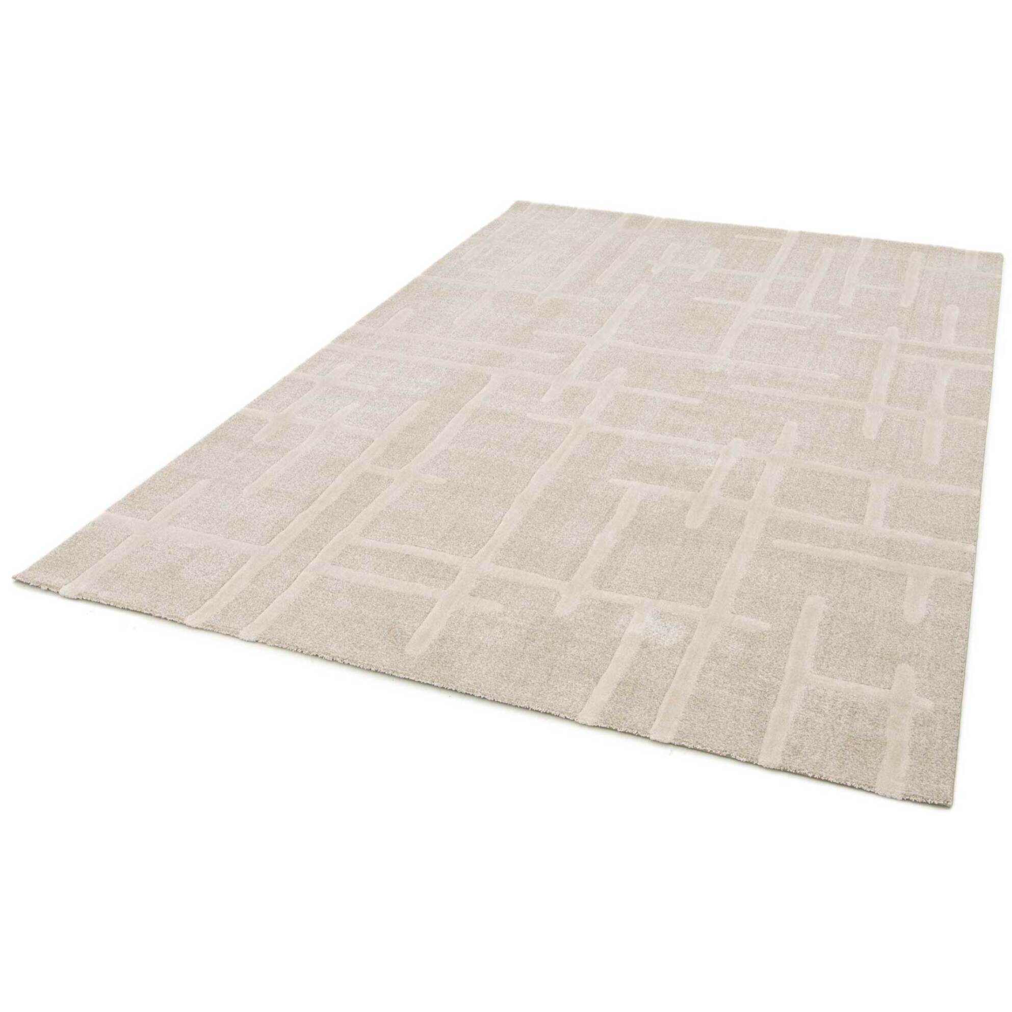 CALEDONIA Alfombra con diseño geométrico y relieve en beige, varias medidas disponibles.