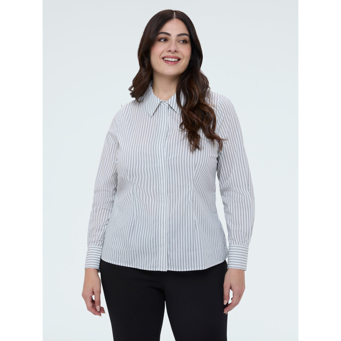 Fiorella Rubino - Camicia a righe in cotone - Grigio