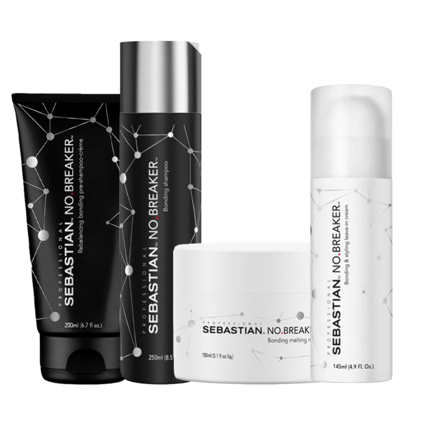 SEBASTIAN Kit No Breaker Pre Shampoo 200ml + Shampoo 250ml + Mask 150ml + Leave In Cream 145ml