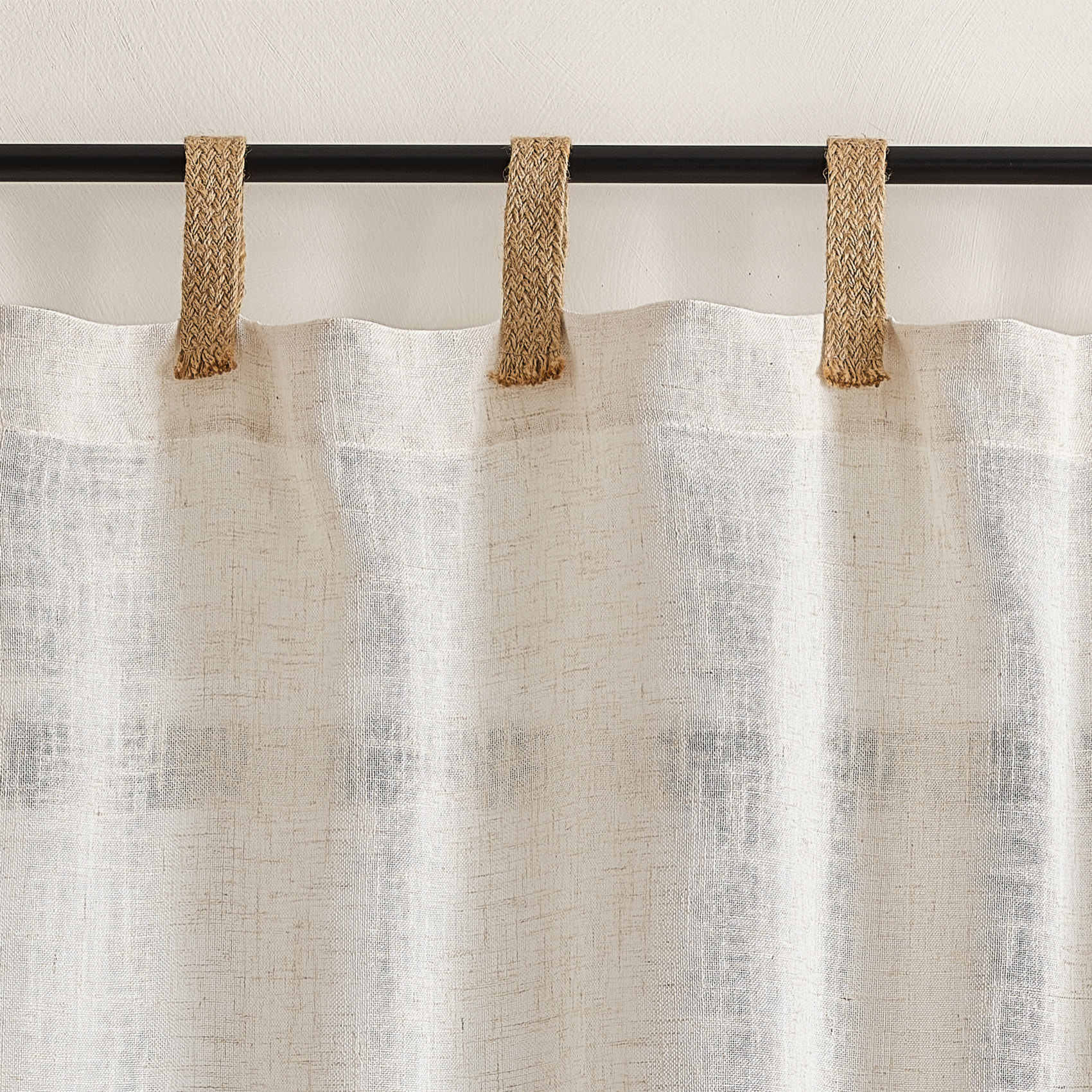 Rideau en tissu polylin à pattes en jute - Lin