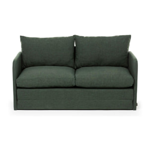 Canapé-lit en lin vert foncé, 2 personnes 140 cm ORURO