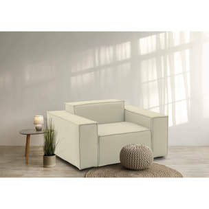 Poltrona Cristiana, Poltrona da salotto, 100% Made in Italy, Poltroncina relax in tessuto imbottito, Cm 160x95h70, Beige