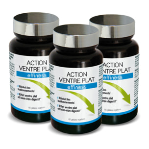 NUTRI EXPERT - Action Ventre Plat Effiness - Réduit Ballonnements et Lourdeurs - Bien-être Digestif - Complément Alimentaire aux Extraits Naturels de Plantes - Lot de 3 produits