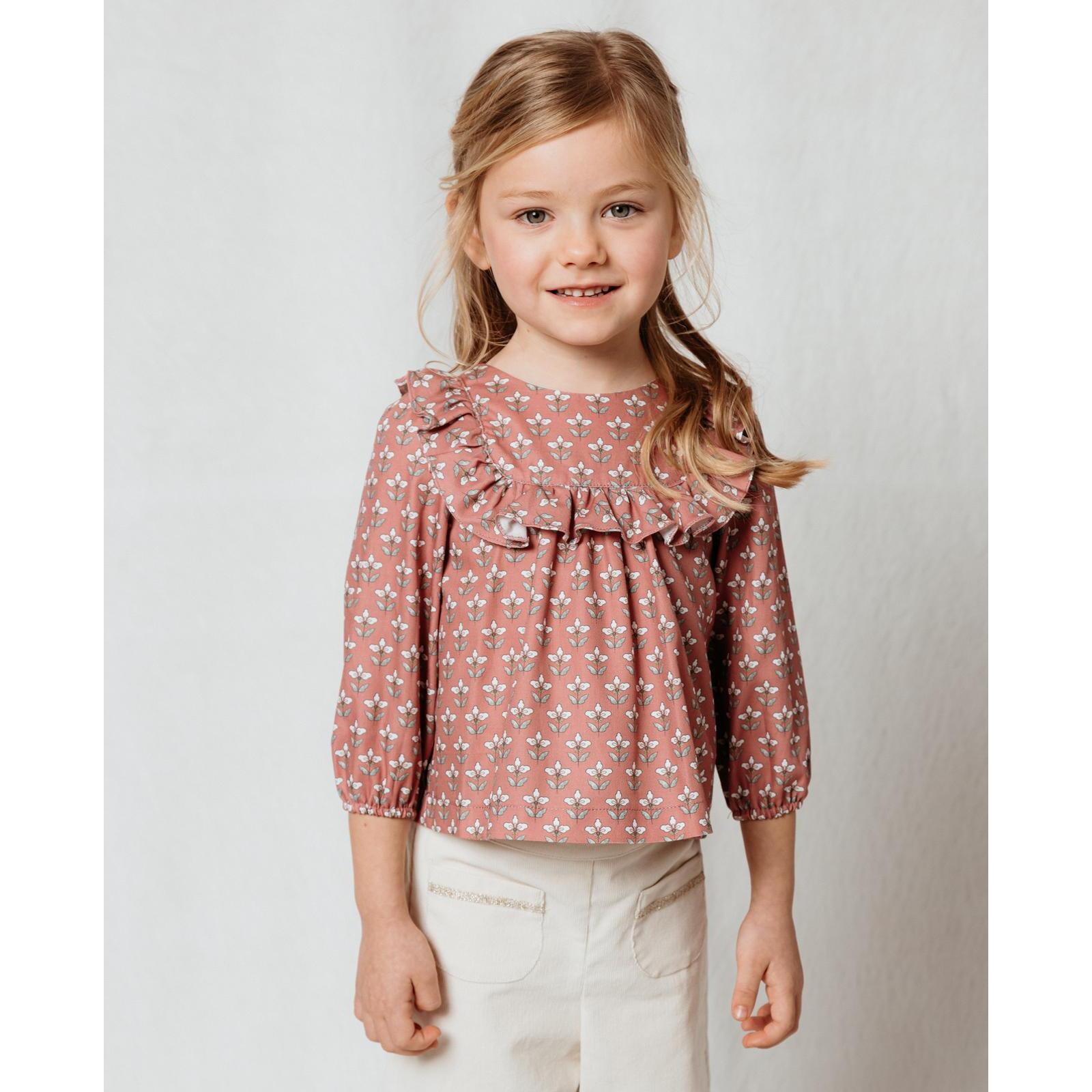 Camisa Viella Burdeos Con Estampado Floral